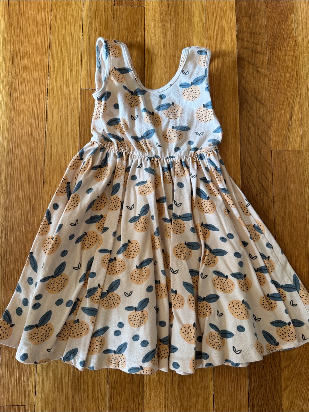 Alice + Ames Girls' Sleeveless Peach Print Dress - Blue & Cream